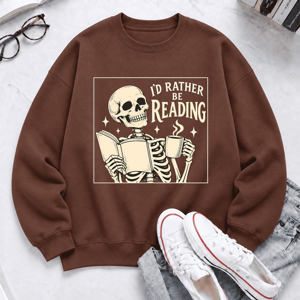 I'd Rather Be Reading Softstyle Sweatshirt | Evergreen Book Lover Gift Cocoa