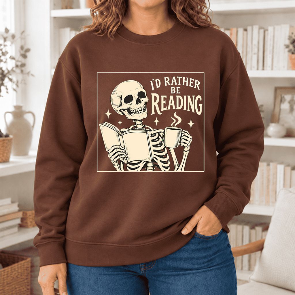 I'd Rather Be Reading Softstyle Sweatshirt | Evergreen Book Lover Gift Cocoa