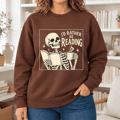 I'd Rather Be Reading Softstyle Sweatshirt | Evergreen Book Lover Gift Cocoa