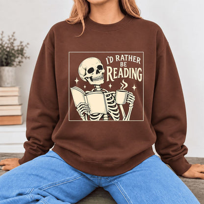 I'd Rather Be Reading Softstyle Sweatshirt | Evergreen Book Lover Gift Cocoa