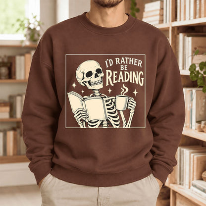 I'd Rather Be Reading Softstyle Sweatshirt | Evergreen Book Lover Gift Cocoa