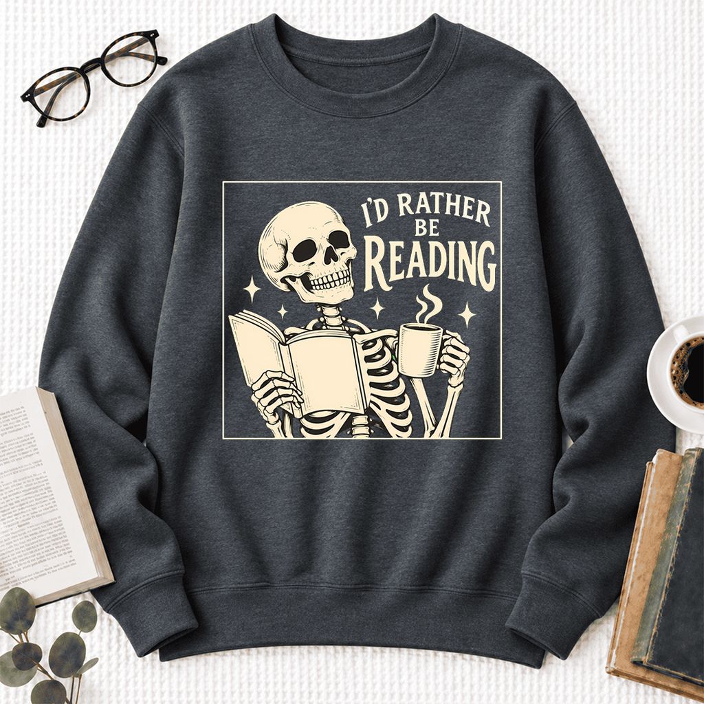 I'd Rather Be Reading Softstyle Sweatshirt | Evergreen Book Lover Gift Dark Heather