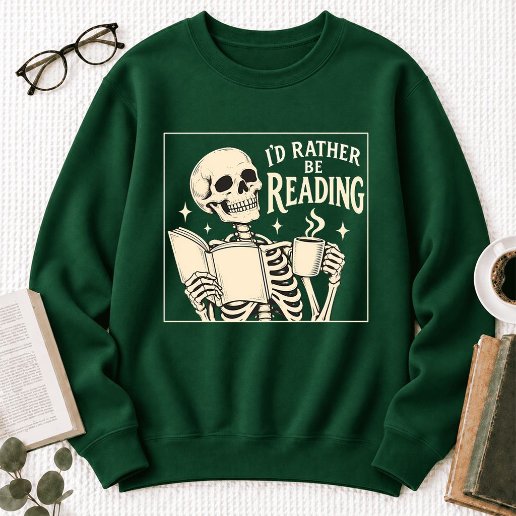 I'd Rather Be Reading Softstyle Sweatshirt | Evergreen Book Lover Gift Forest Green