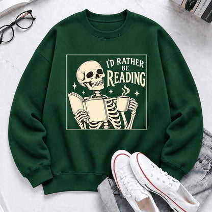 I'd Rather Be Reading Softstyle Sweatshirt | Evergreen Book Lover Gift Forest Green