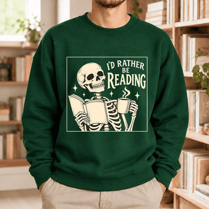 I'd Rather Be Reading Softstyle Sweatshirt | Evergreen Book Lover Gift Forest Green