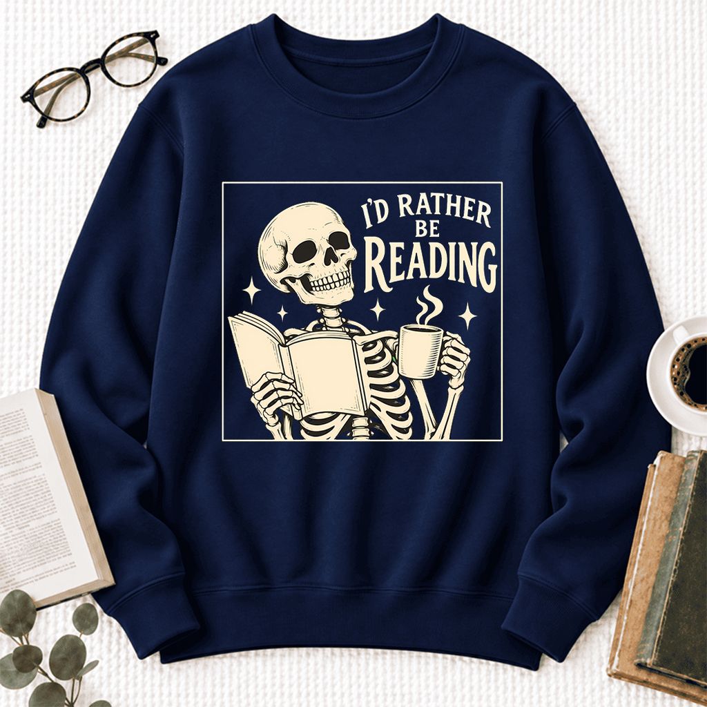 I'd Rather Be Reading Softstyle Sweatshirt | Evergreen Book Lover Gift Navy