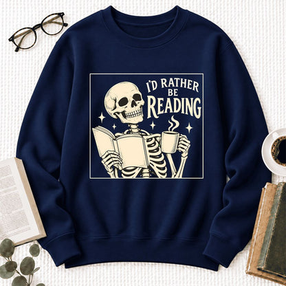 I'd Rather Be Reading Softstyle Sweatshirt | Evergreen Book Lover Gift Navy