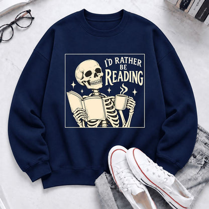 I'd Rather Be Reading Softstyle Sweatshirt | Evergreen Book Lover Gift Navy