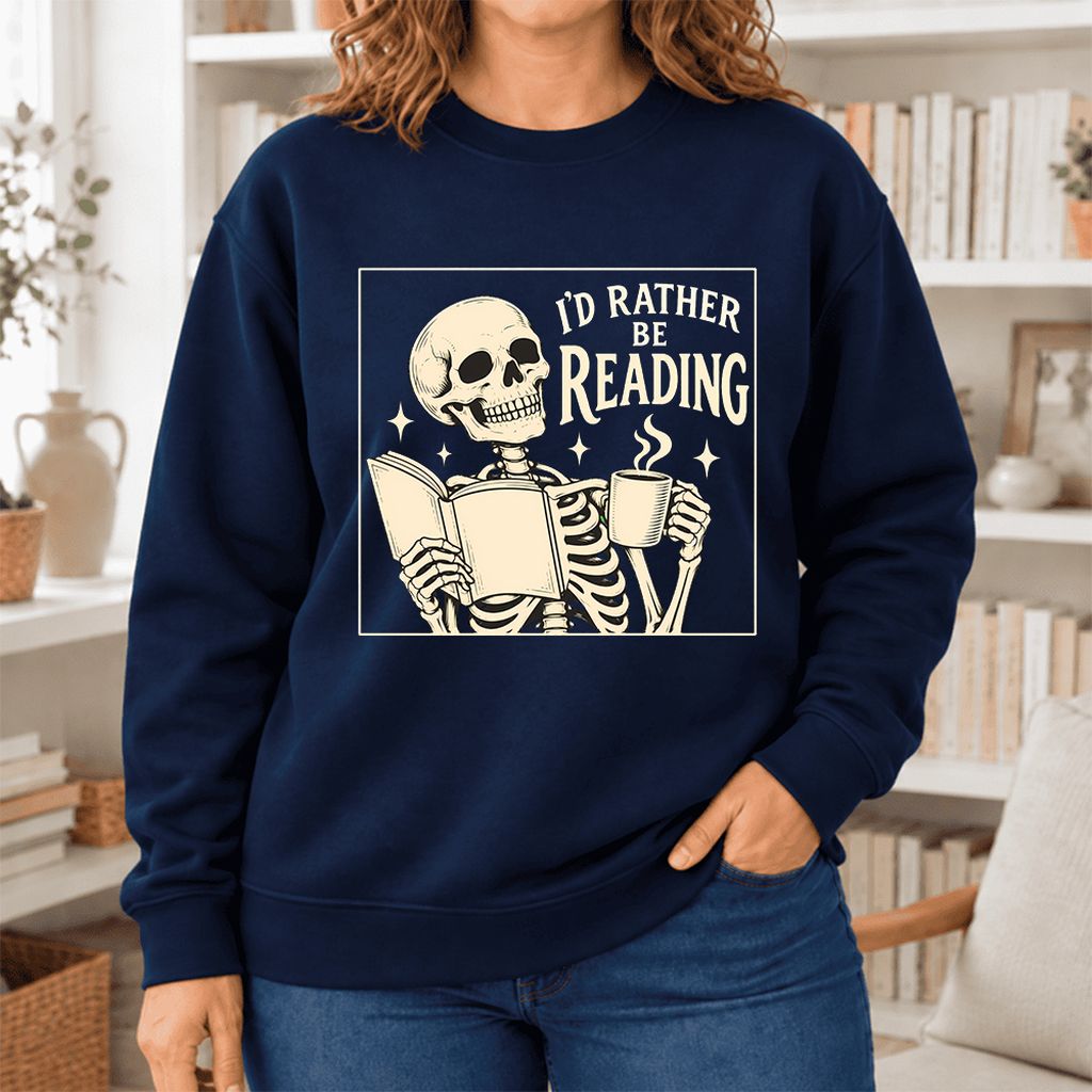 I'd Rather Be Reading Softstyle Sweatshirt | Evergreen Book Lover Gift Navy