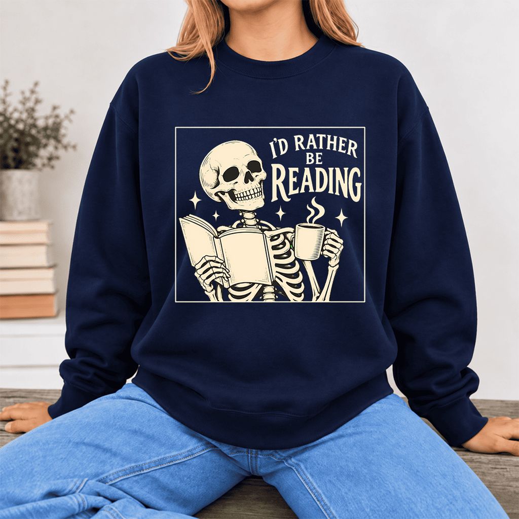I'd Rather Be Reading Softstyle Sweatshirt | Evergreen Book Lover Gift Navy