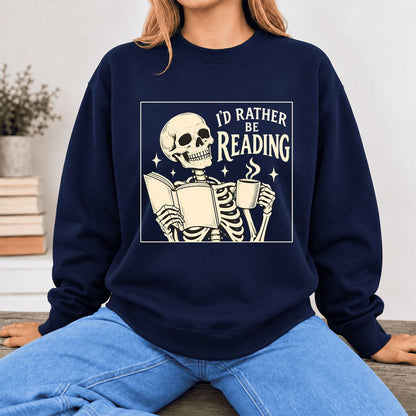 I'd Rather Be Reading Softstyle Sweatshirt | Evergreen Book Lover Gift Navy