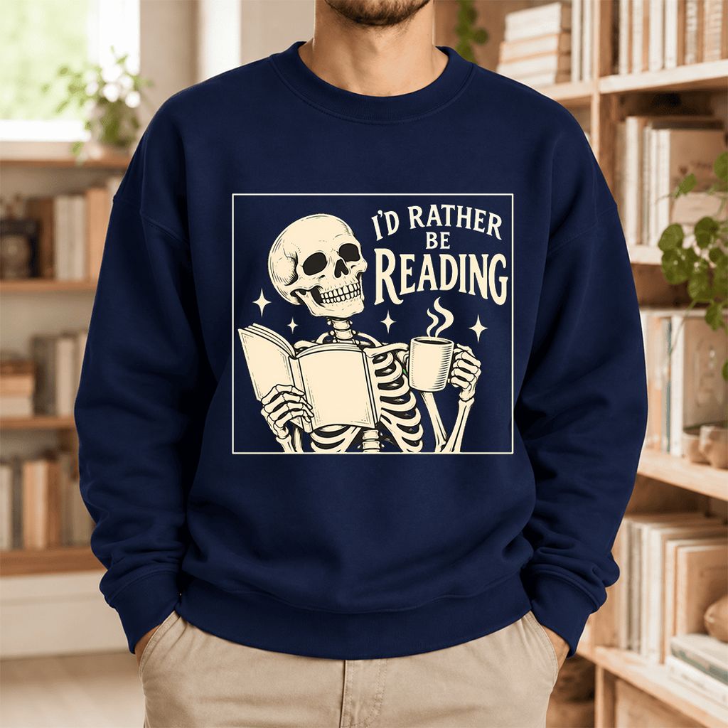 I'd Rather Be Reading Softstyle Sweatshirt | Evergreen Book Lover Gift Navy