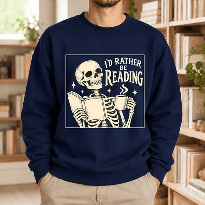 I'd Rather Be Reading Softstyle Sweatshirt | Evergreen Book Lover Gift Navy