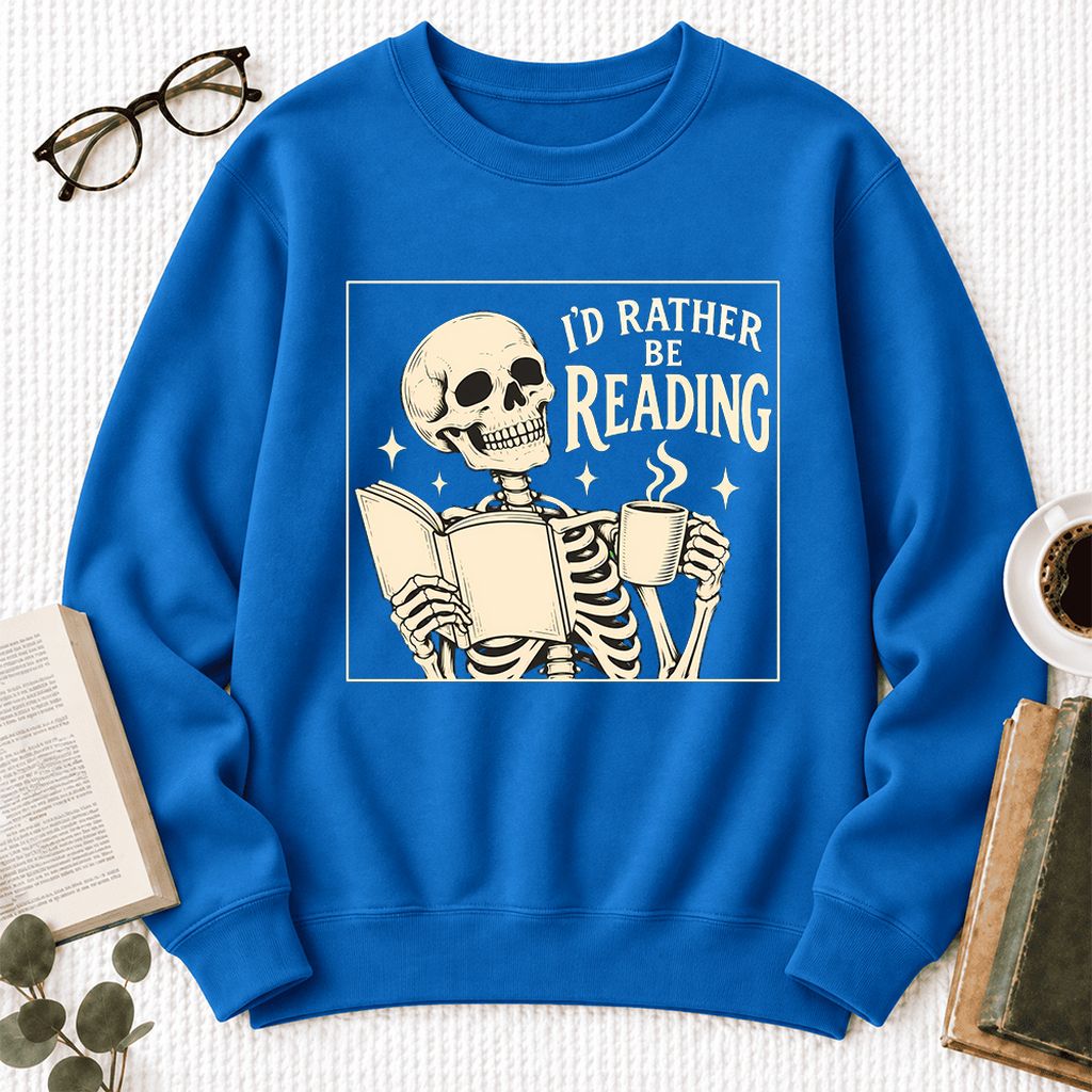 I'd Rather Be Reading Softstyle Sweatshirt | Evergreen Book Lover Gift Royal