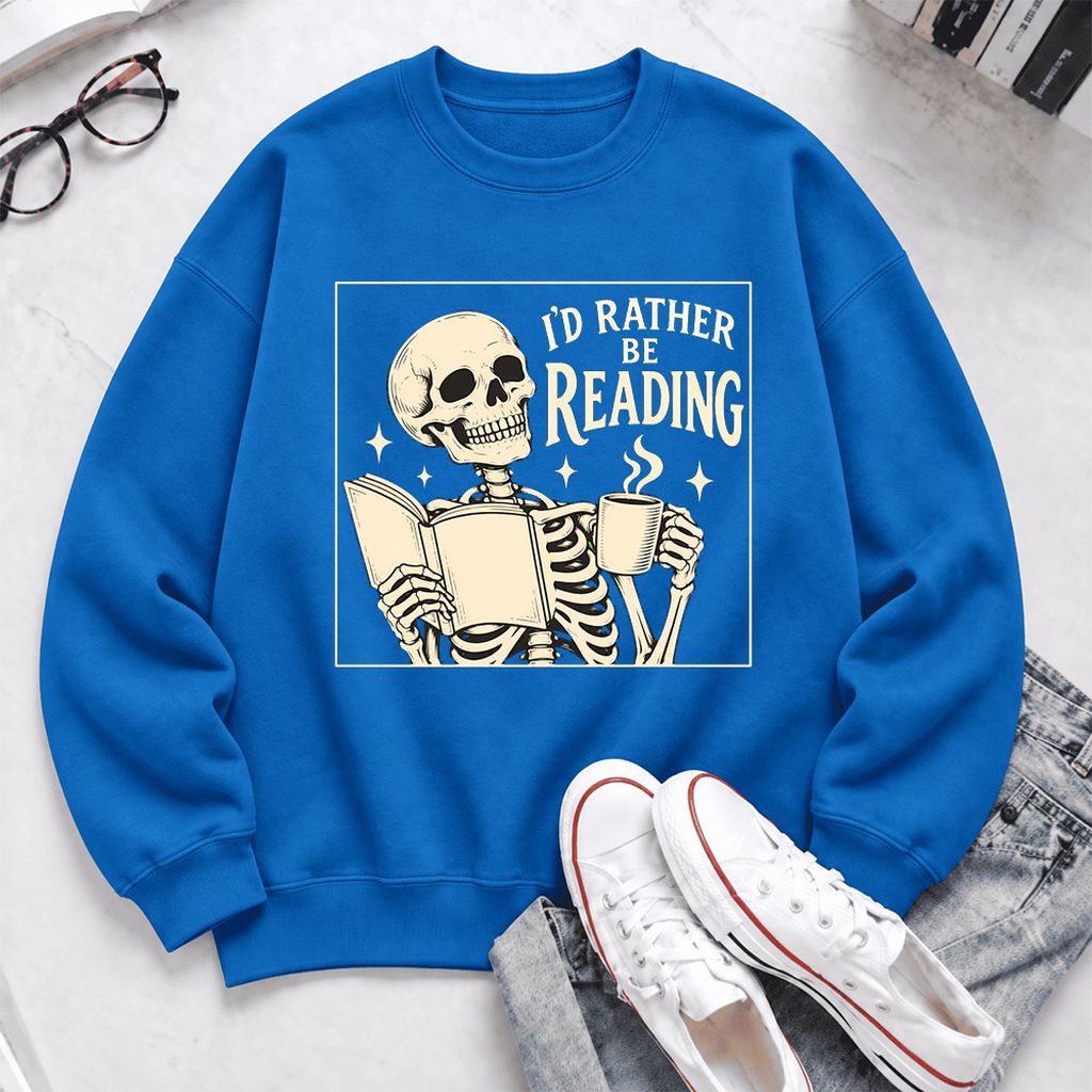 I'd Rather Be Reading Softstyle Sweatshirt | Evergreen Book Lover Gift Royal