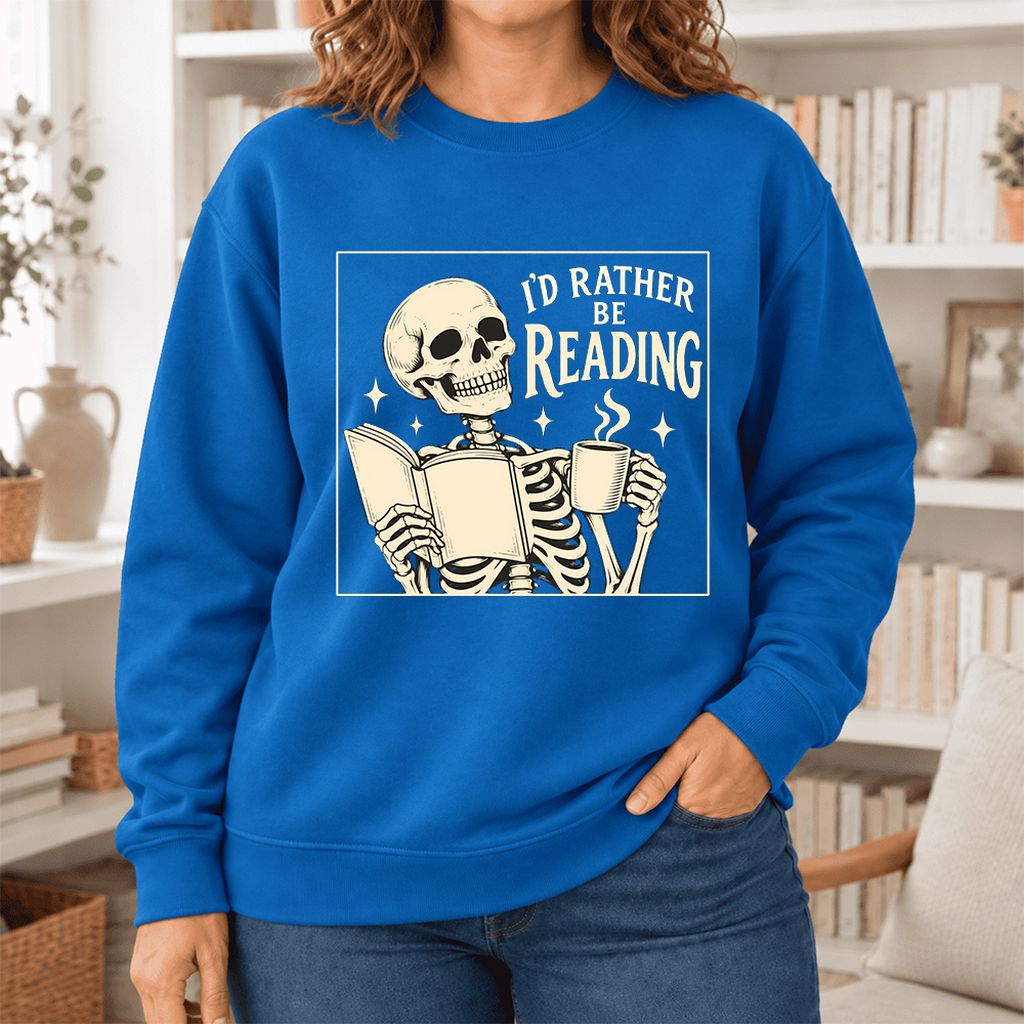 I'd Rather Be Reading Softstyle Sweatshirt | Evergreen Book Lover Gift Royal