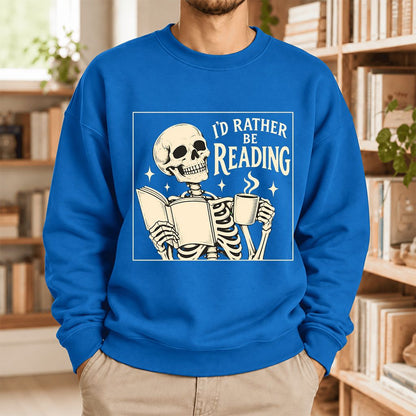 I'd Rather Be Reading Softstyle Sweatshirt | Evergreen Book Lover Gift Royal