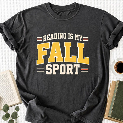Reading Is My Fall Sport Printed T-Shirt | Funny Book Lover Gift Dark Heather