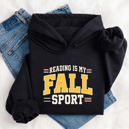Reading Is My Fall Sport Softstyle Hoodie | Funny Book Lover Gift Black