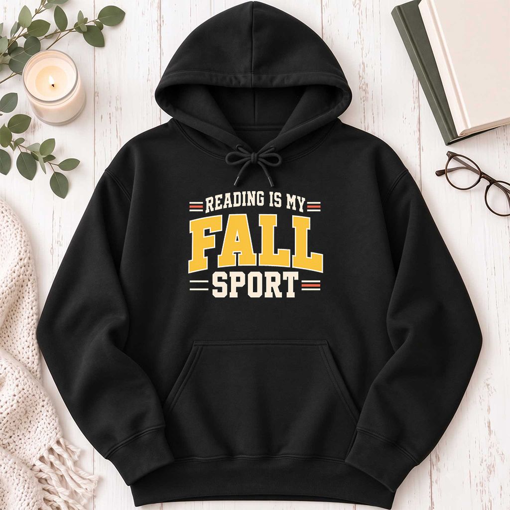 Reading Is My Fall Sport Softstyle Hoodie | Funny Book Lover Gift Black
