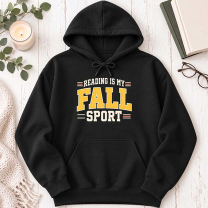 Reading Is My Fall Sport Softstyle Hoodie | Funny Book Lover Gift Black