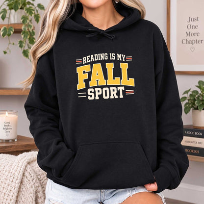 Reading Is My Fall Sport Softstyle Hoodie | Funny Book Lover Gift Black