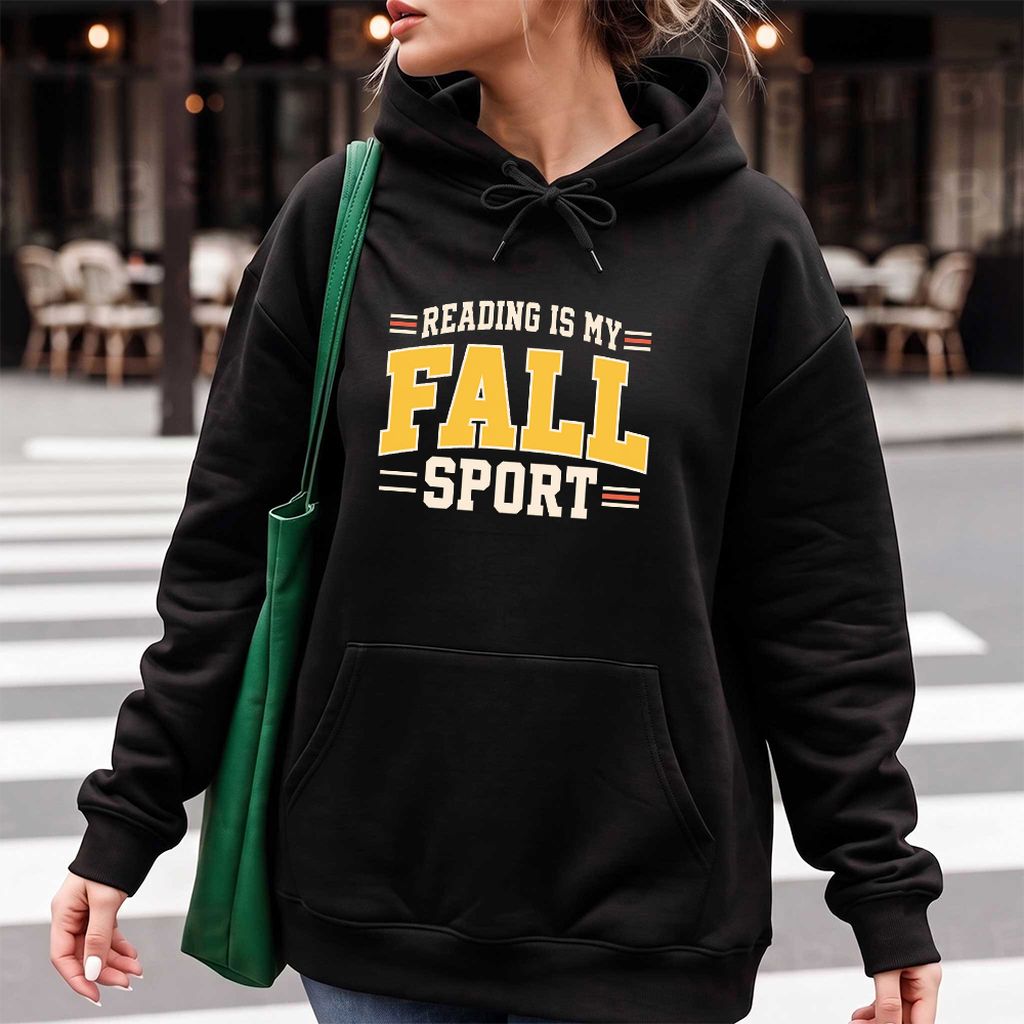 Reading Is My Fall Sport Softstyle Hoodie | Funny Book Lover Gift Black