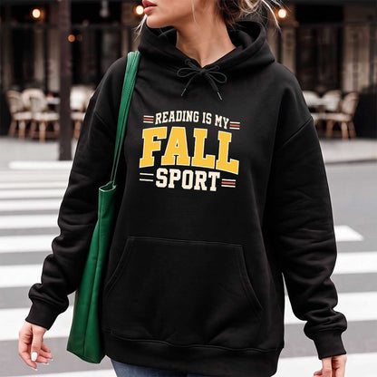 Reading Is My Fall Sport Softstyle Hoodie | Funny Book Lover Gift Black
