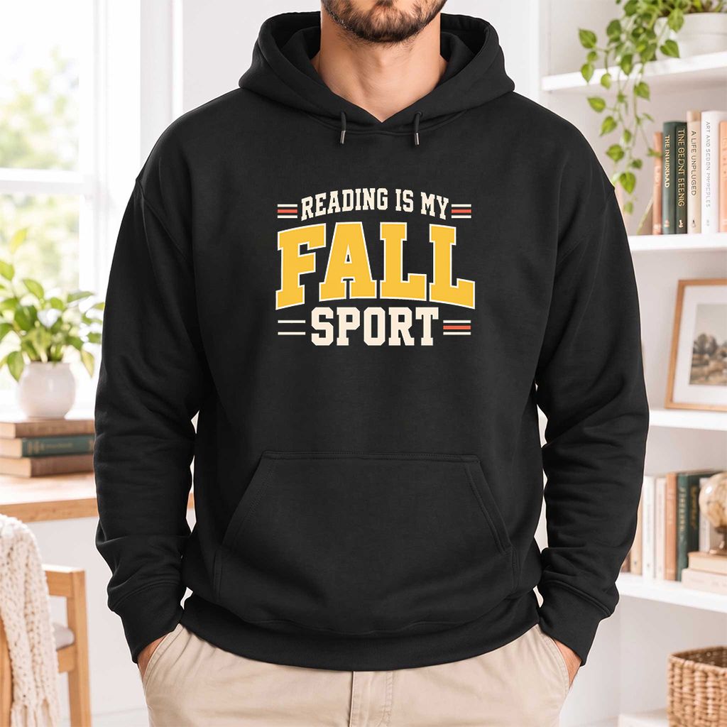 Reading Is My Fall Sport Softstyle Hoodie | Funny Book Lover Gift Black