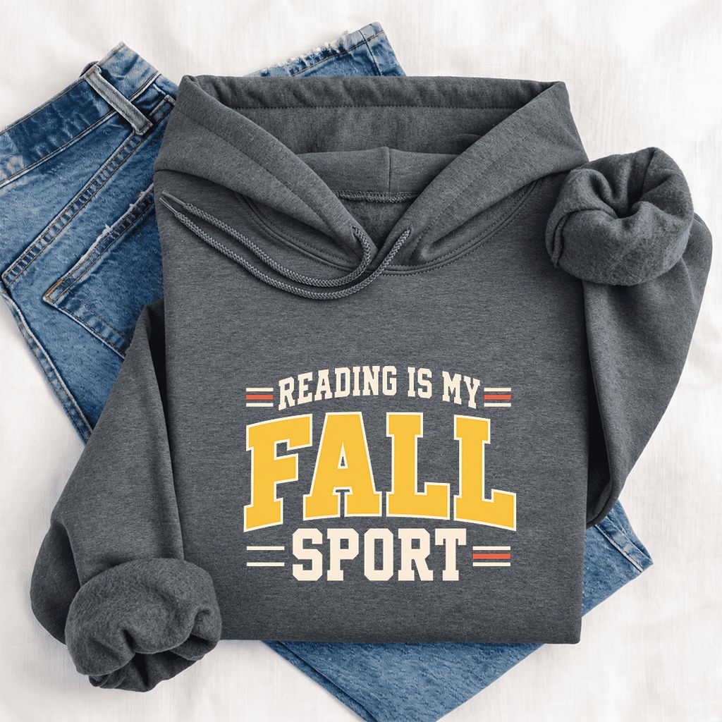 Reading Is My Fall Sport Softstyle Hoodie | Funny Book Lover Gift Dark Heather