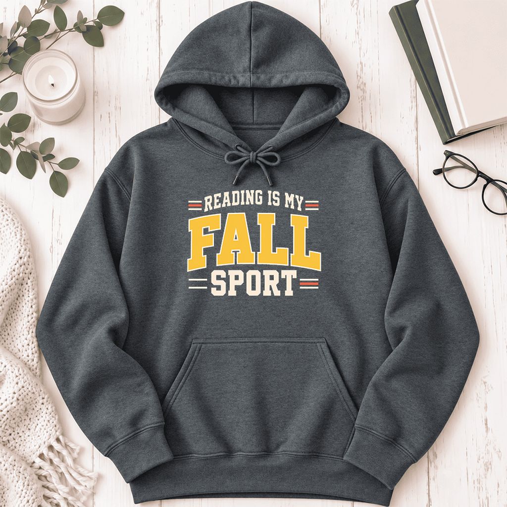 Reading Is My Fall Sport Softstyle Hoodie | Funny Book Lover Gift Dark Heather