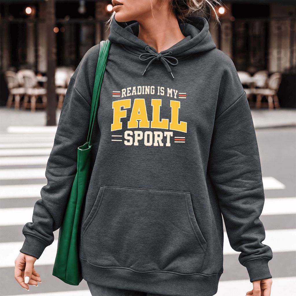 Reading Is My Fall Sport Softstyle Hoodie | Funny Book Lover Gift Dark Heather