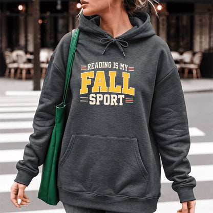 Reading Is My Fall Sport Softstyle Hoodie | Funny Book Lover Gift Dark Heather
