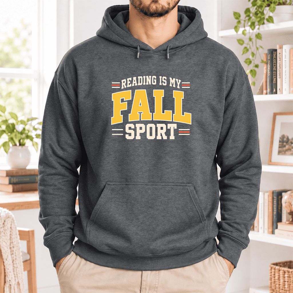 Reading Is My Fall Sport Softstyle Hoodie | Funny Book Lover Gift Dark Heather