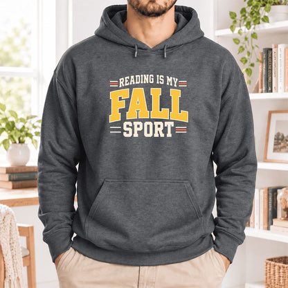 Reading Is My Fall Sport Softstyle Hoodie | Funny Book Lover Gift Dark Heather