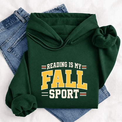 Reading Is My Fall Sport Softstyle Hoodie | Funny Book Lover Gift Forest Green