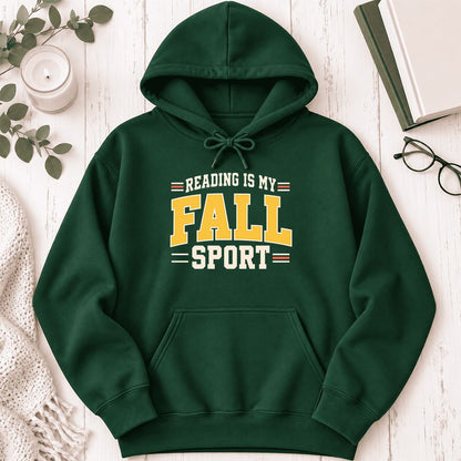 Reading Is My Fall Sport Softstyle Hoodie | Funny Book Lover Gift Forest Green