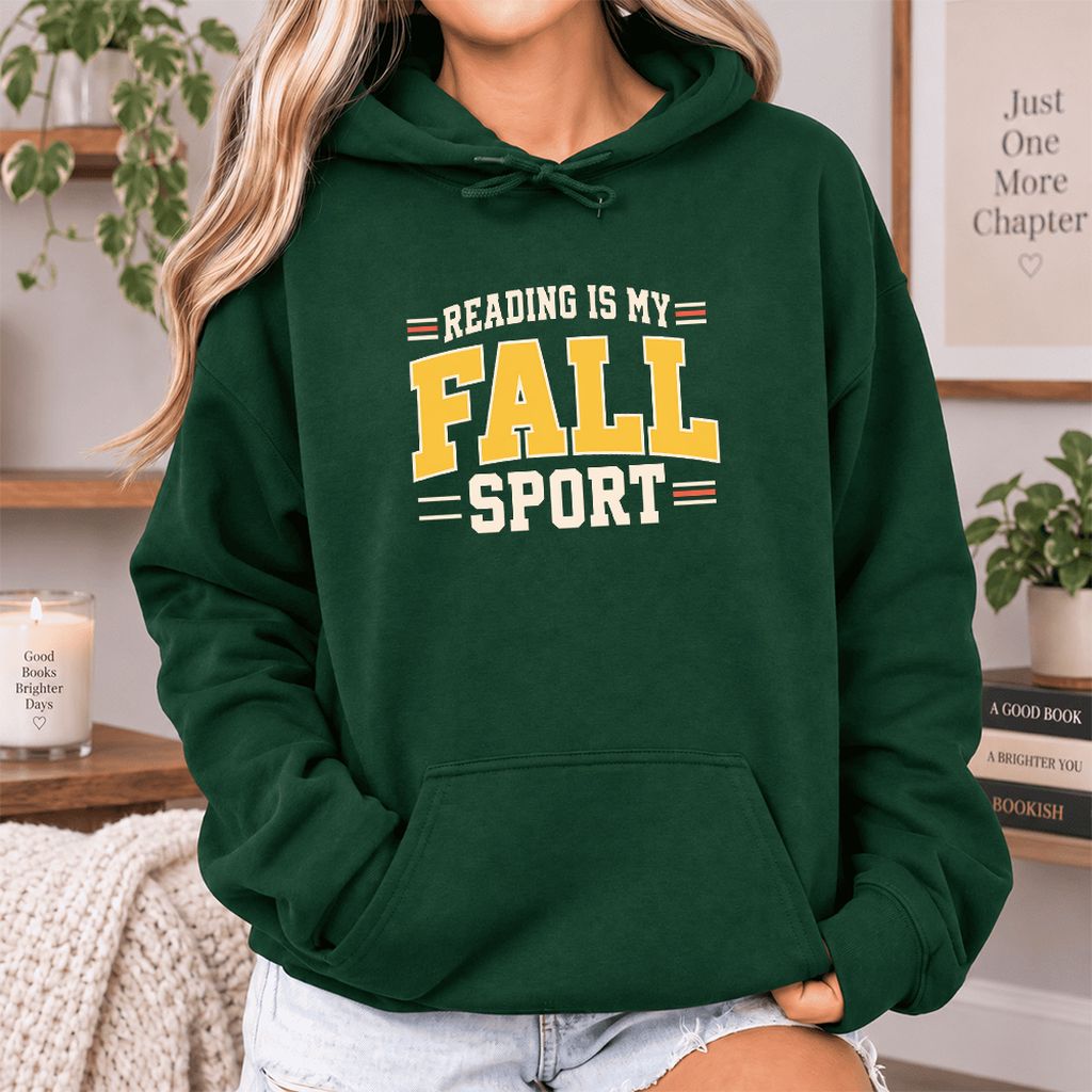 Reading Is My Fall Sport Softstyle Hoodie | Funny Book Lover Gift Forest Green