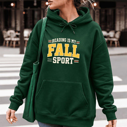 Reading Is My Fall Sport Softstyle Hoodie | Funny Book Lover Gift Forest Green