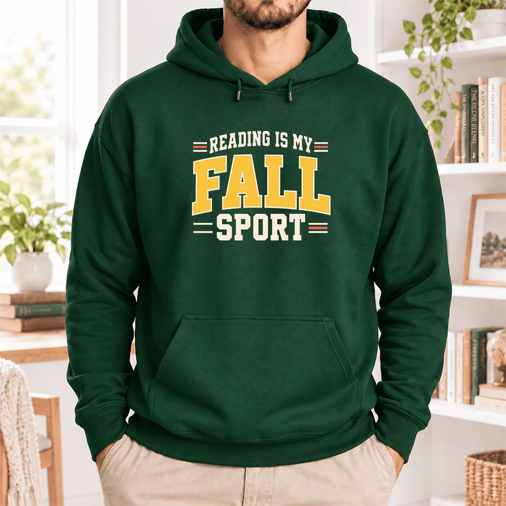 Reading Is My Fall Sport Softstyle Hoodie | Funny Book Lover Gift Forest Green