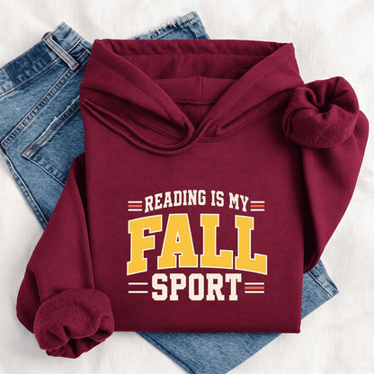 Reading Is My Fall Sport Softstyle Hoodie | Funny Book Lover Gift Maroon