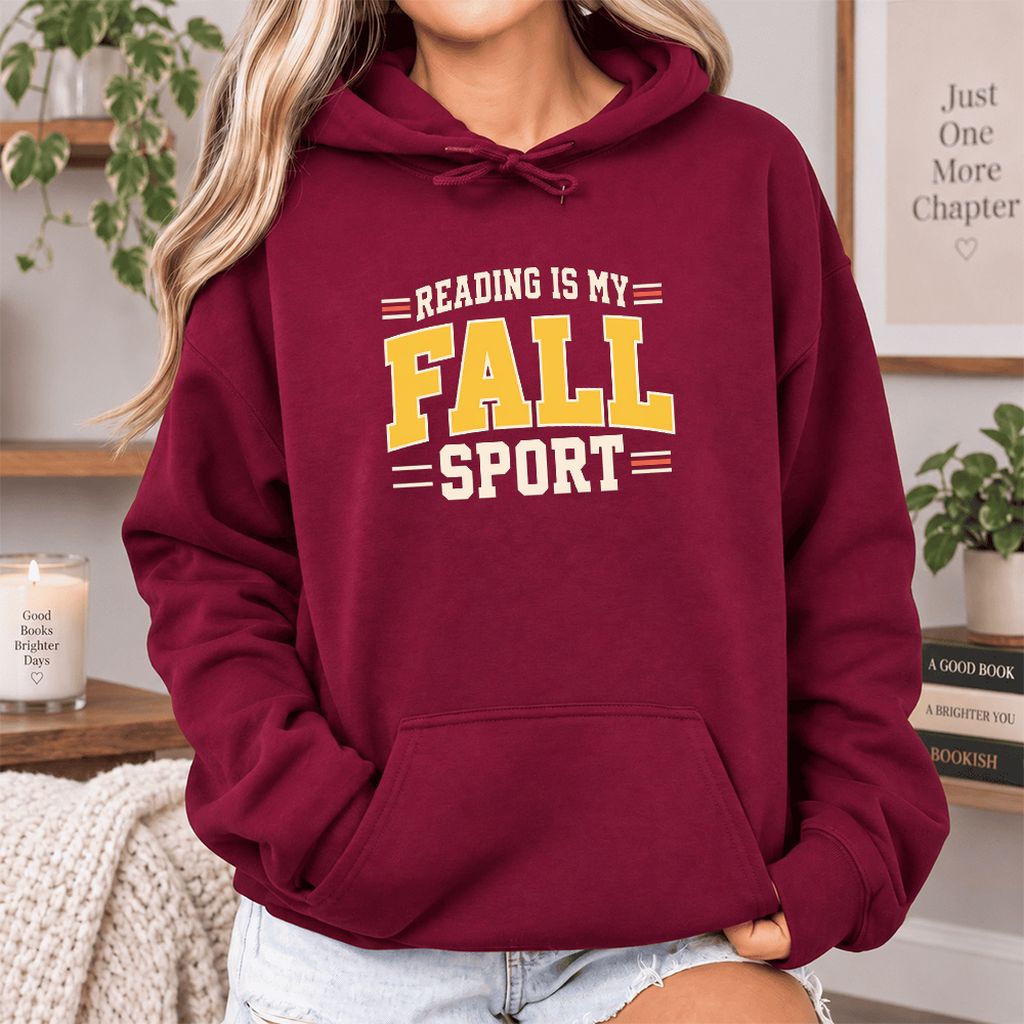 Reading Is My Fall Sport Softstyle Hoodie | Funny Book Lover Gift Maroon