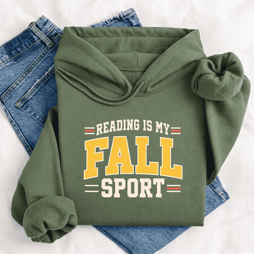 Reading Is My Fall Sport Softstyle Hoodie | Funny Book Lover Gift Military Green