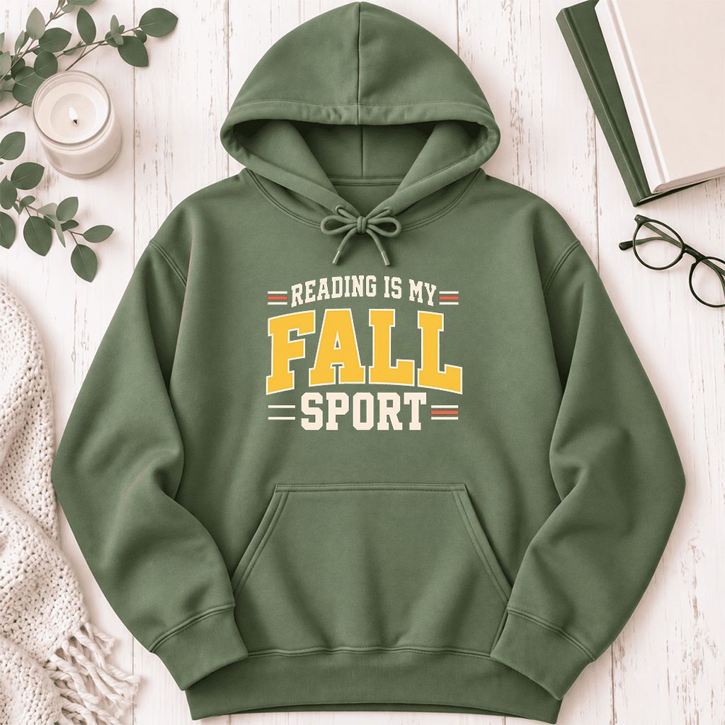 Reading Is My Fall Sport Softstyle Hoodie | Funny Book Lover Gift Military Green