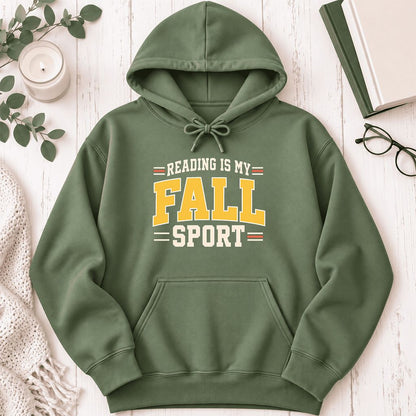 Reading Is My Fall Sport Softstyle Hoodie | Funny Book Lover Gift Military Green