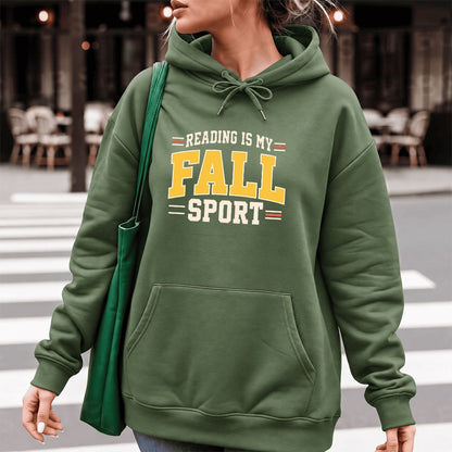 Reading Is My Fall Sport Softstyle Hoodie | Funny Book Lover Gift Military Green