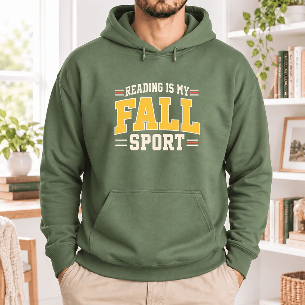 Reading Is My Fall Sport Softstyle Hoodie | Funny Book Lover Gift Military Green