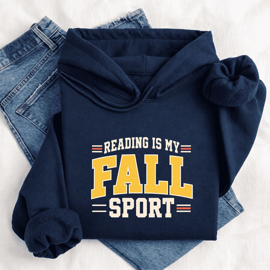 Reading Is My Fall Sport Softstyle Hoodie | Funny Book Lover Gift Navy