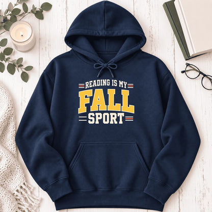Reading Is My Fall Sport Softstyle Hoodie | Funny Book Lover Gift Navy
