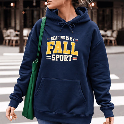 Reading Is My Fall Sport Softstyle Hoodie | Funny Book Lover Gift Navy